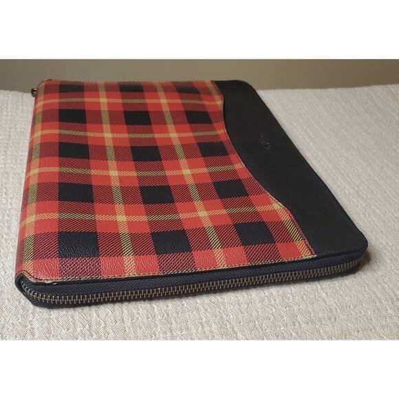 Coach Riley Plaid Red, Black And Tan Zip Around Tablet Case - Picture 11 of 11